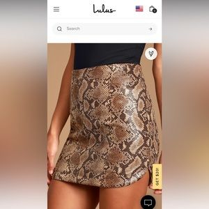 Lulus Wild Card Tan Snake Print Vegan Leather Mini Skirt